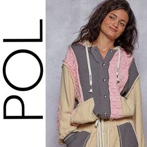 POL Jacket Hoodie Matching Patchwork Sweatsuit Medium ~ Joggers Sold Separately!